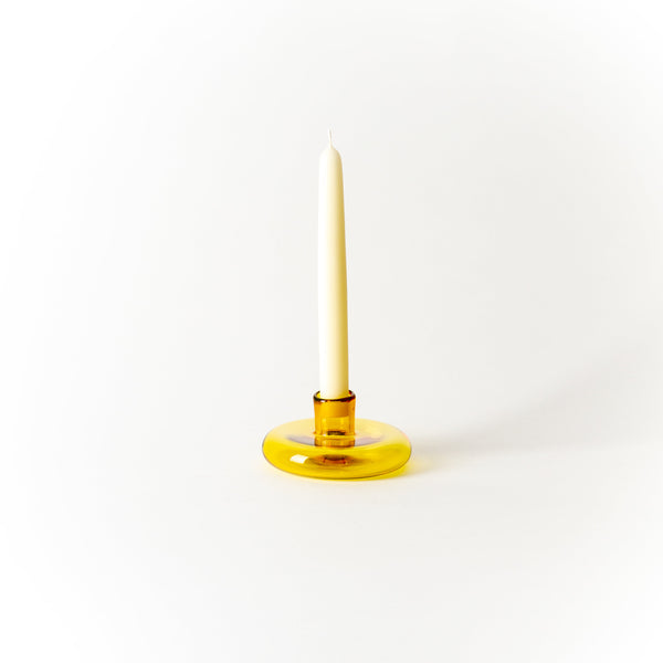 Handblown Glass Candle Holder - Lemon