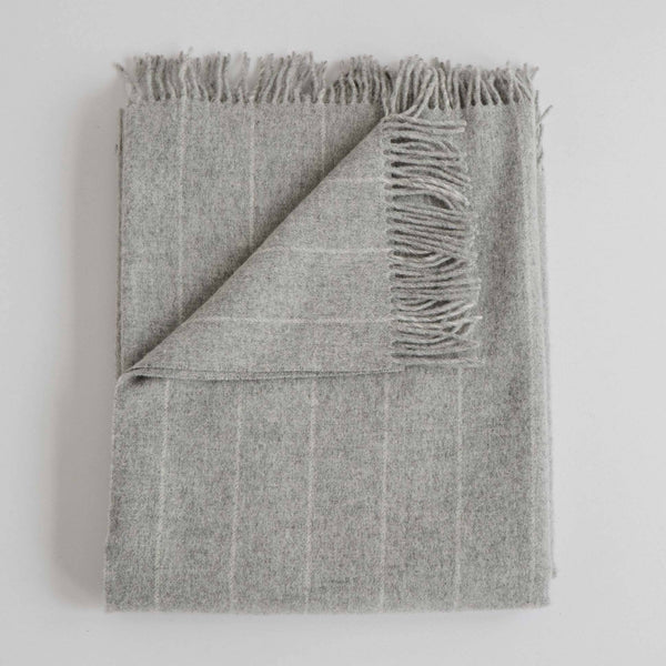 Merino Lambswool Throw - Pinstripe Fog