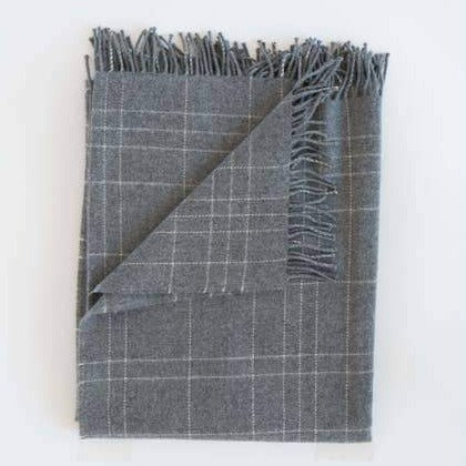 Merino Lambswool Throws - Checked Graphite