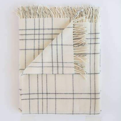 Merino Lambswool Throws - Checked Pearl