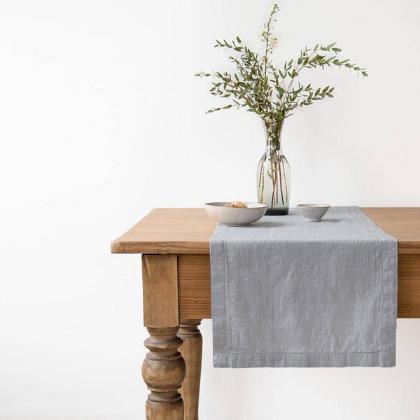 Light Grey Linen Table Runner
