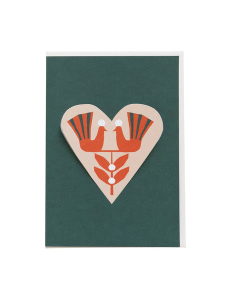 HEART card birds - dark green