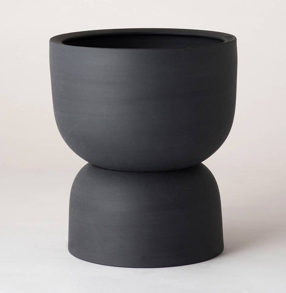 Porcelain Pedestal Planter Matte Finish - Charcoal