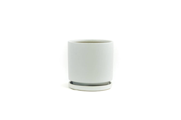 4.5" Gemstone Cylinder Pots with Water Saucers | Stone