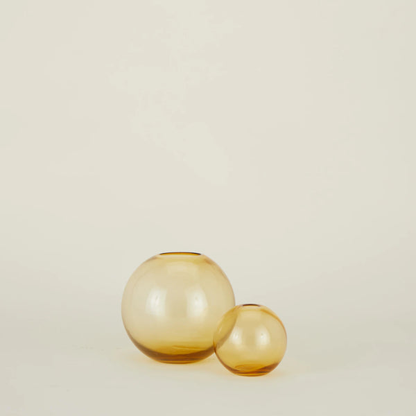 Spherical Amber Glass Vase