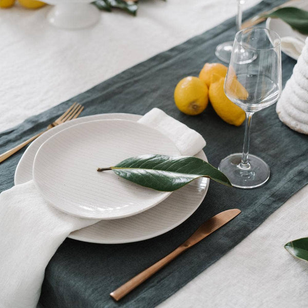 Forest Green Linen Table Runner