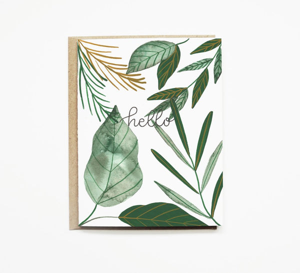 Pen + Pillar - Tropical Leaves Greeting Card - Hello