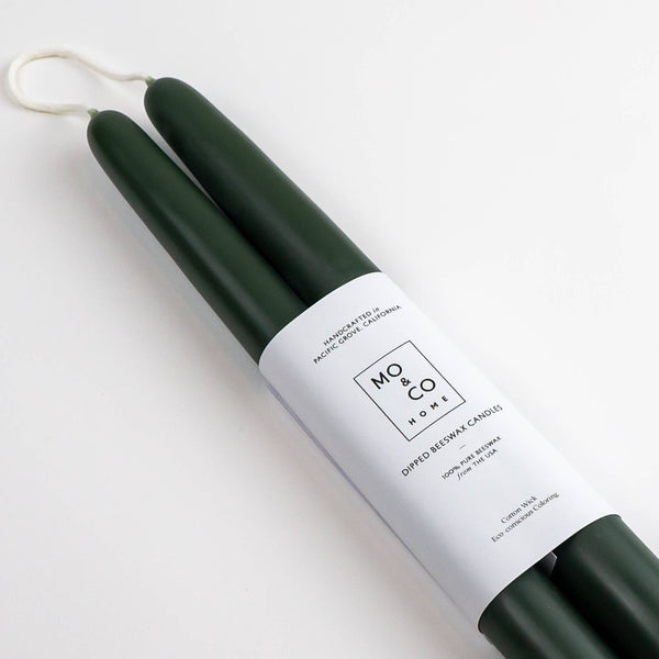 10" taper - 100% Beeswax Dipped Candles | Forest Green
