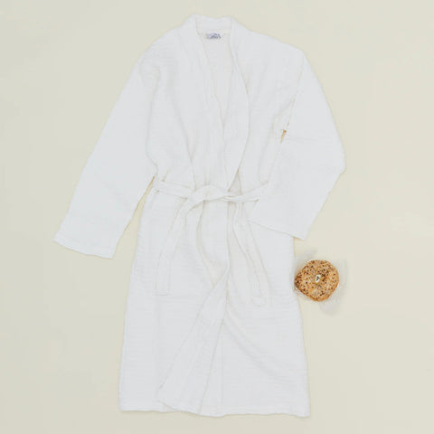 Waffle Cotton Bath Robe | White | Large