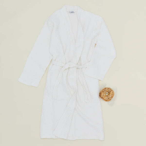 Waffle Cotton Bath Robe | White | Small
