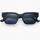 A pair of black rectangular Hayden acetate unisex sunglasses with premium lenses.