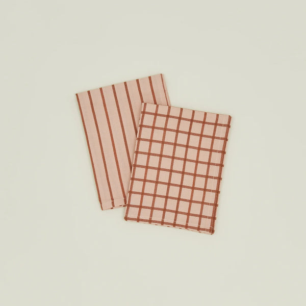 Essential Yarn Dyed Dish Towel | Set of 2 | Blush + Terracotta