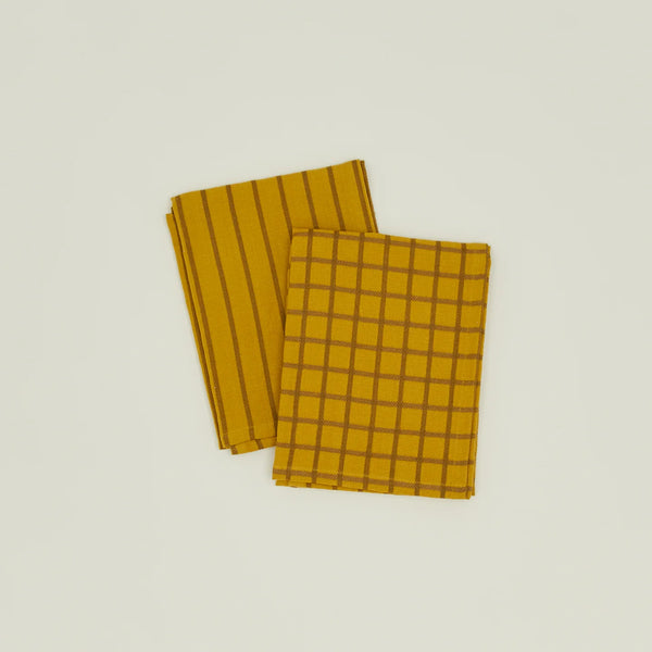 Essential Yarn Dyed Dish Towel | Set of 2 | Mustard + Bronze
