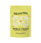 Yellow tea package with floral design and 'Wild & Tea' branding on a white background