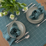 Linen Napkin - Arctic Blue with White Window Pane