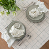 Linen Napkin - White with Arctic Blue Window Pane