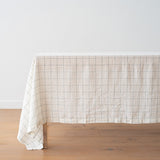 Linen Tablecloth | 67"x98" | White, Arctic Blue Window Pane