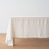 Linen Tablecloth - White, Arctic Blue Window Pane - 67"x120"