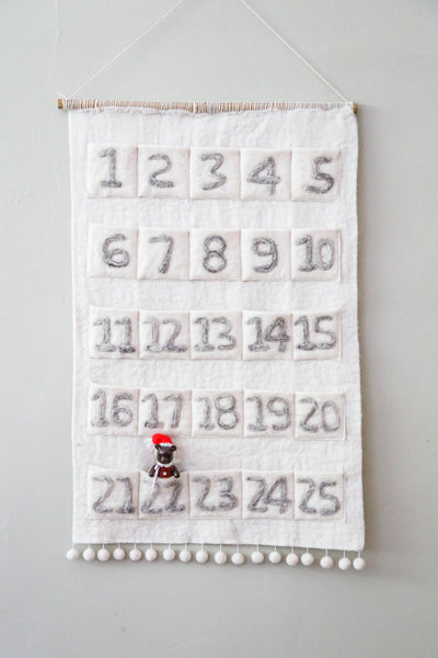 Wool Advent Calendar | Ivory Grey | Boho Christmas Decor