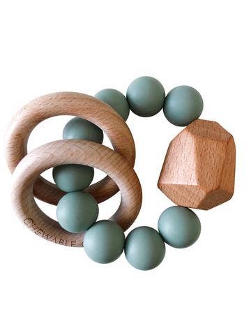 Hayes Silicone + Wood Teether Ring - Succulent