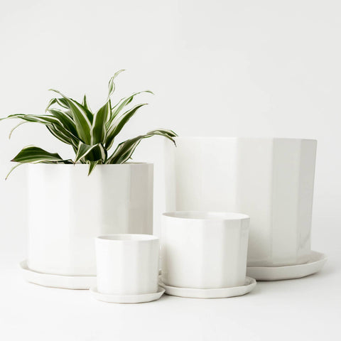 White Riveted Ceramic Planter 5"