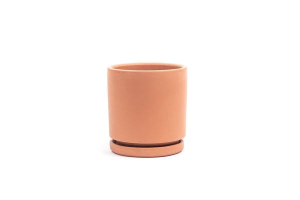 10.25" Terra-Cotta Cylinder Pots with Water Saucers | Terra Cotta
