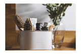 Metal Portable Caddy with wood handle - White