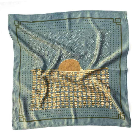 Handmade Silky Block Print Square Scarf Bandana - Surya