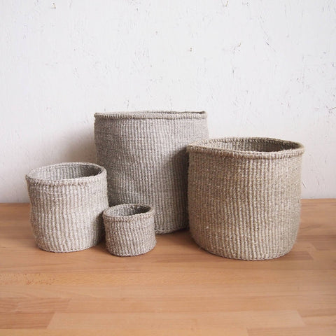 Natural Hand Woven Storage Basket - Medium Pebble