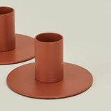 Metal Candle Holders | Set of 2 | Terracotta