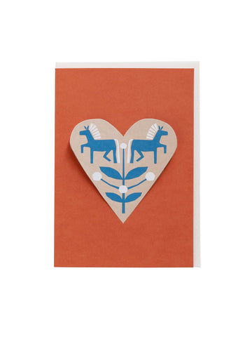 HEART card horses - red