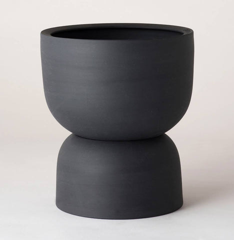 Porcelain Pedestal Planter Matte Finish - Charcoal