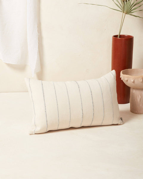 Recycled Stripe Lumbar Pillow | Grey