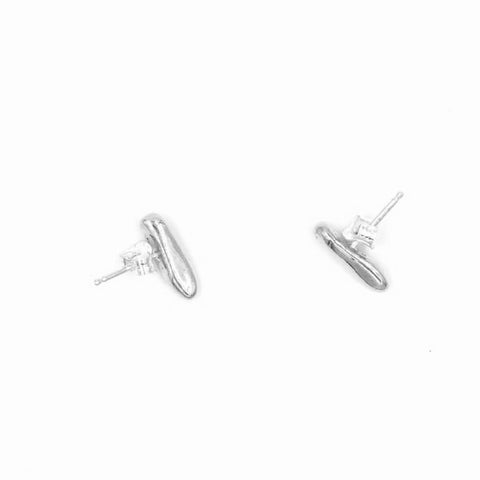 Long Pebble Stud Earrings | Sterling Silver