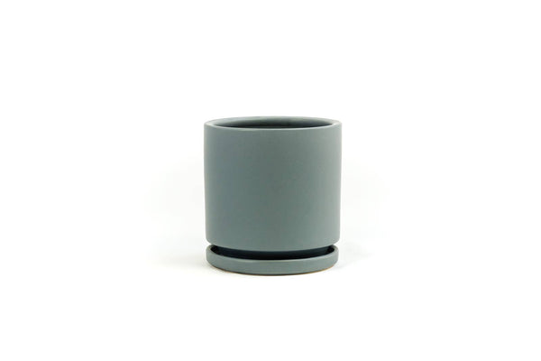 10.25" Gemstone Cylinder Pots with Water Saucers | Granite