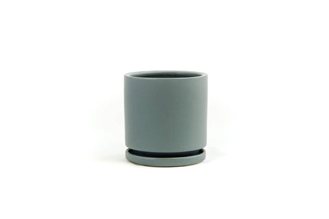 10.25" Gemstone Cylinder Pot with Water Saucer | Granite