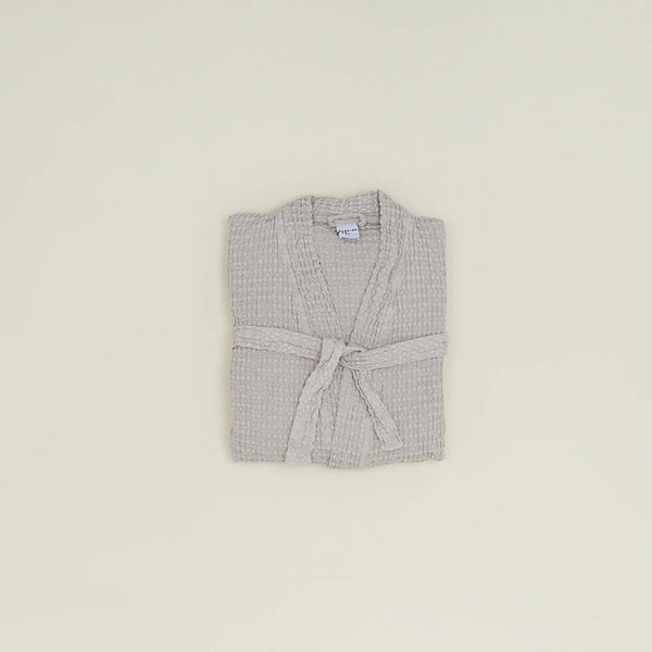 Waffle Cotton Bath Robe | Light Grey | Large