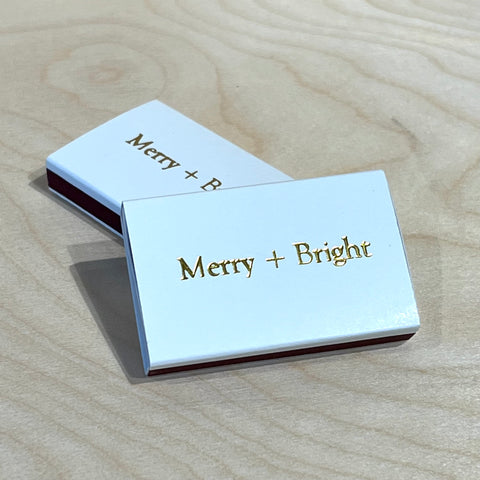 ‘Merry + Bright’ Gold Foil Embossed Matchbox
