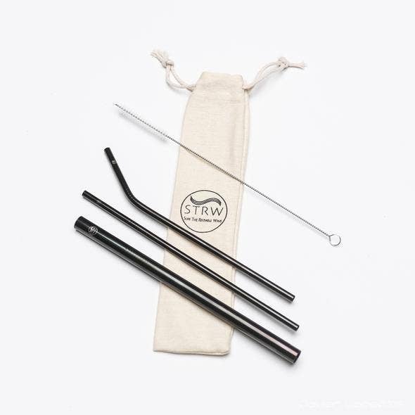 Reusable Stainless Steel Straw Variety Pack - Black