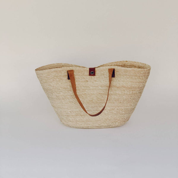 Straw Market Large Tote With Leather Handles