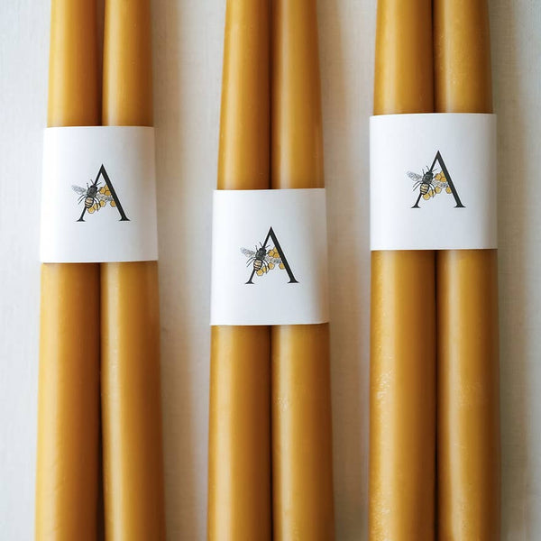 100% Pure Beeswax Tapers | Set of 2