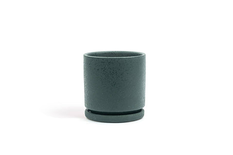 4.5" Cylinder Pot with Water Saucer | Textured Forest