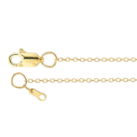 14K Solid Gold 1mm Cable Chain