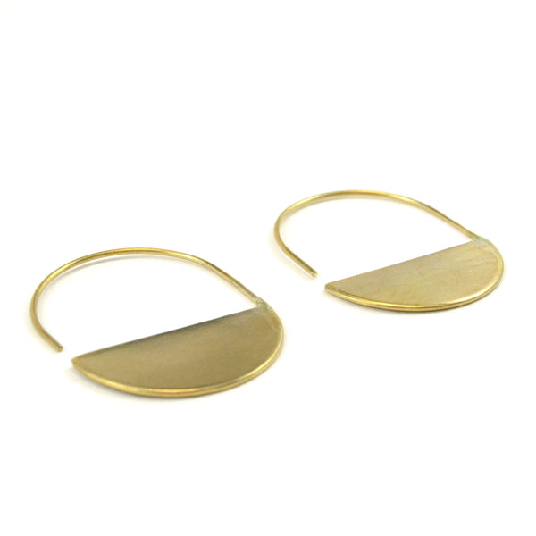 Geometric modern half circle open hoop earrings.