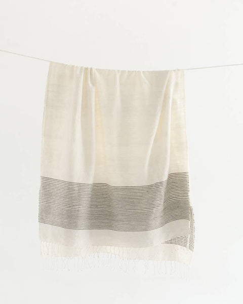 Riviera Cotton Bath Towel | Natural and Grey