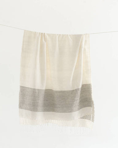 Riviera Cotton Bath Towel | Natural and Grey