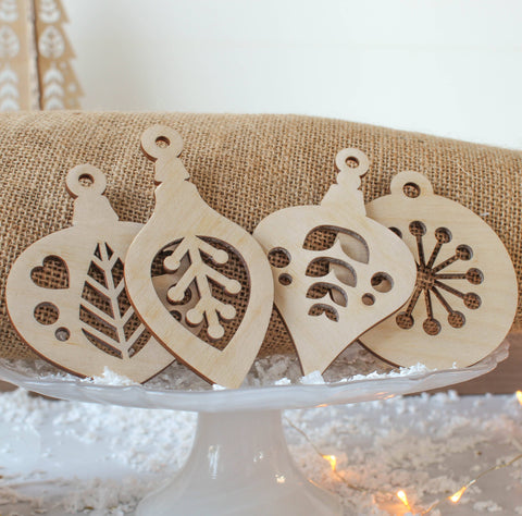 Christmas Tree Decoration, Set of 4, Folk Baubles