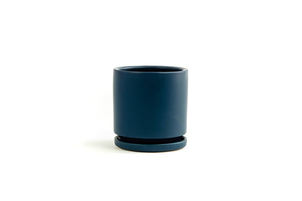 4.5" Gemstone Cylinder Pots with Water Saucers | Midnight