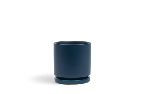 10.5" Gemstone Cylinder Pot with Water Saucer | Midnight