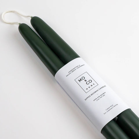 100% Beeswax Dipped Candles | Forest Green